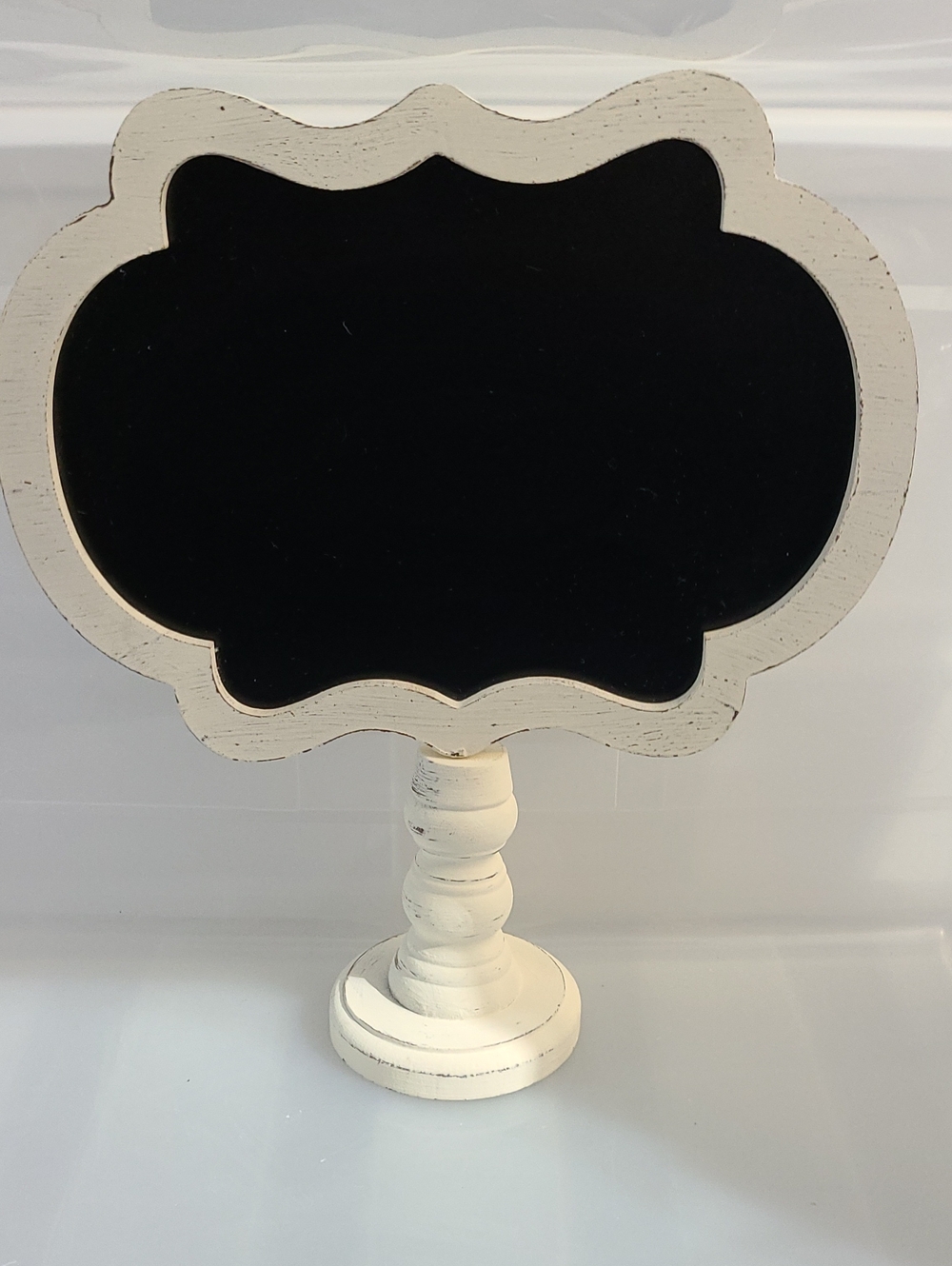 Hobby Lobby Distressed Ornate Off White Black Farmhouse Chalkboard Pedestal Sign